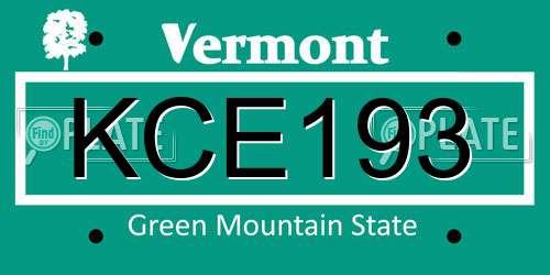 KCE193 Vermont License Plate