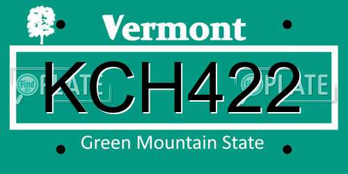 KCH422 Vermont License Plate