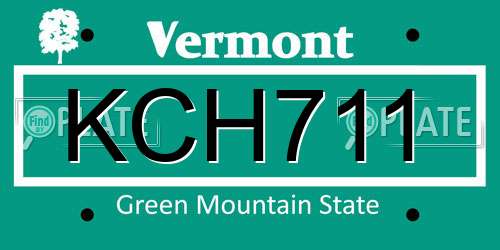 KCH711 Vermont License Plate