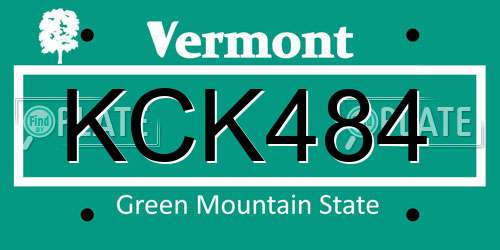KCK484 Vermont License Plate