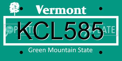 KCL585 Vermont License Plate