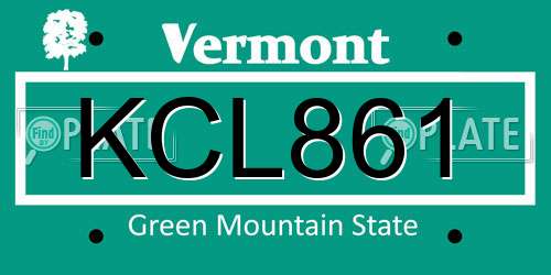 KCL861 Vermont License Plate