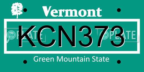 KCN373 Vermont License Plate