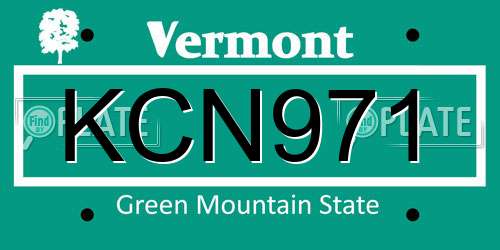 KCN971 Vermont License Plate
