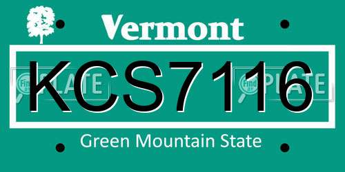 KCS7116 Vermont License Plate