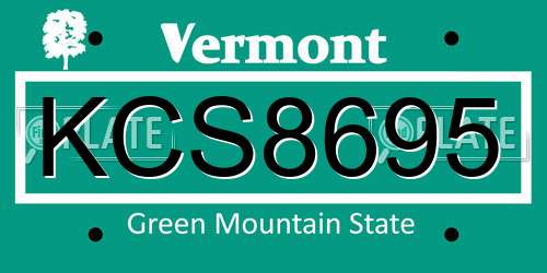 KCS8695 Vermont License Plate