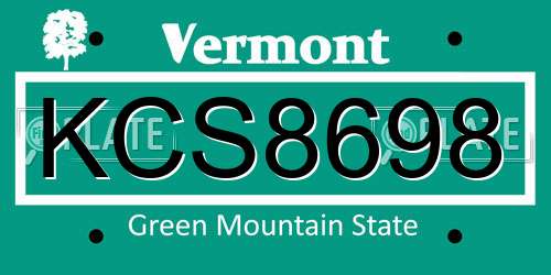 KCS8698 Vermont License Plate