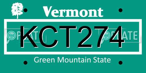 KCT274 Vermont License Plate