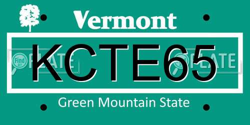 KCTE65 Vermont License Plate