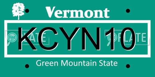 KCYN10 Vermont License Plate