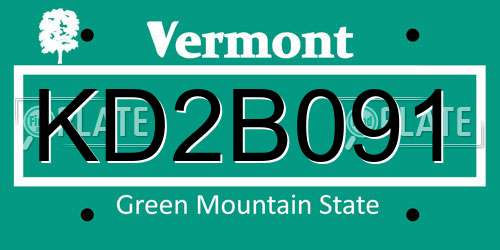KD2B091 Vermont License Plate