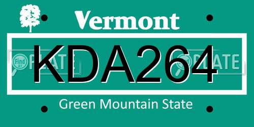 KDA264 Vermont License Plate