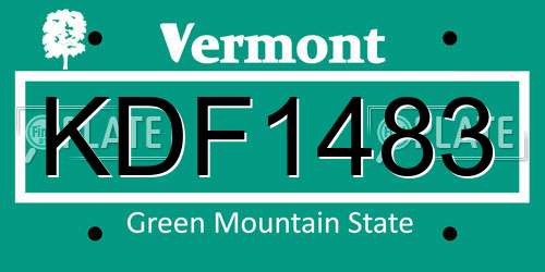 KDF1483 Vermont License Plate