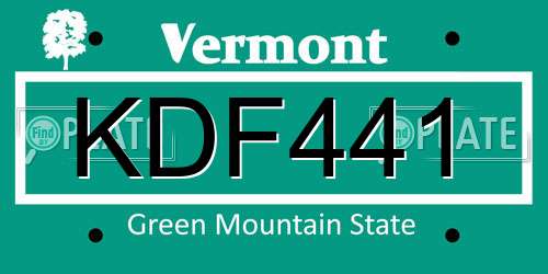 KDF441 Vermont License Plate