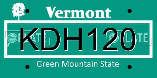 KDH120 Vermont License Plate
