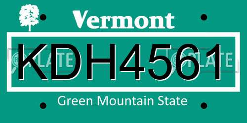 KDH4561 Vermont License Plate