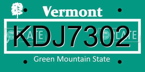 KDJ7302 Vermont License Plate