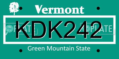 KDK242 Vermont License Plate