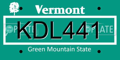 KDL441 Vermont License Plate