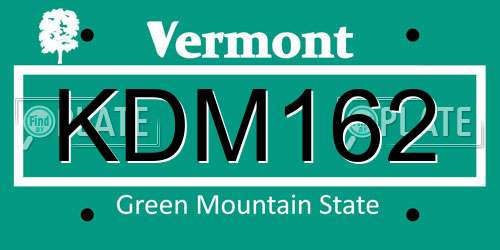 KDM162 Vermont License Plate
