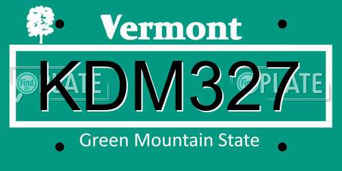 KDM327 Vermont License Plate
