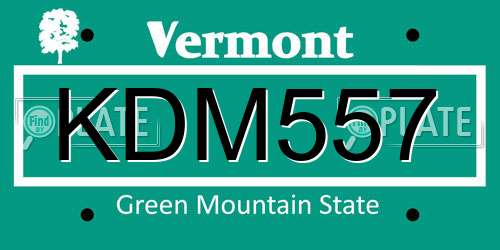 KDM557 Vermont License Plate