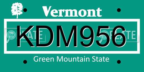 KDM956 Vermont License Plate