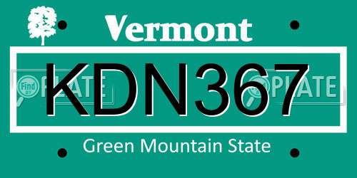 KDN367 Vermont License Plate