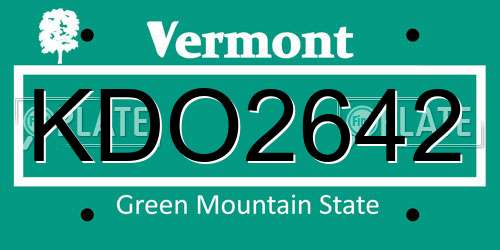KDO2642 Vermont License Plate