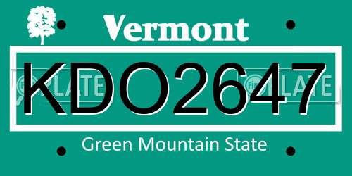KDO2647 Vermont License Plate