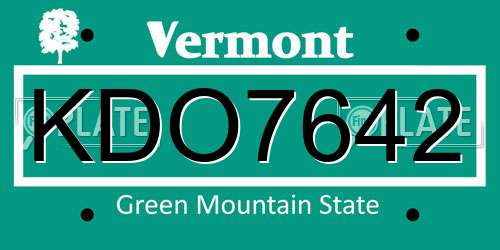 KDO7642 Vermont License Plate