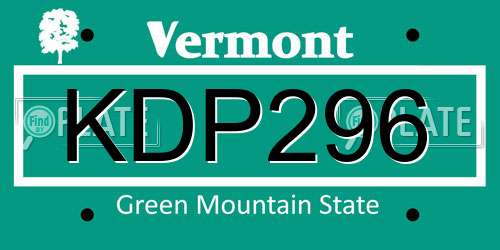 KDP296 Vermont License Plate