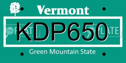 KDP650 Vermont License Plate