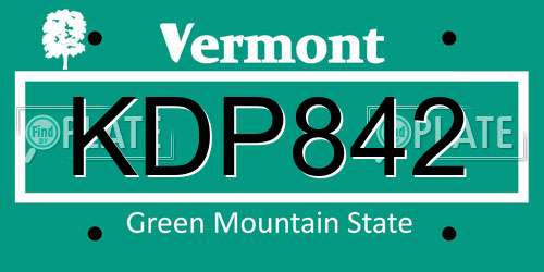KDP842 Vermont License Plate