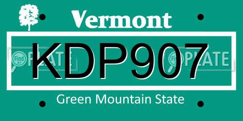 KDP907 Vermont License Plate