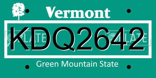 KDQ2642 Vermont License Plate