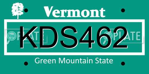 KDS462 Vermont License Plate