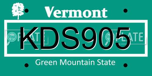 KDS905 Vermont License Plate