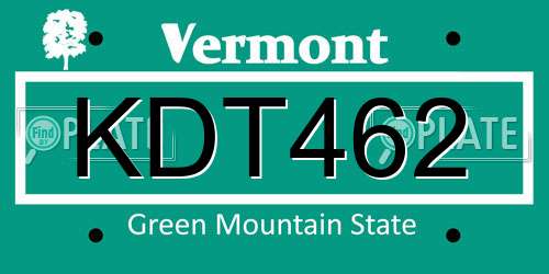 KDT462 Vermont License Plate
