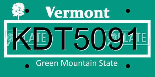 KDT5091 Vermont License Plate