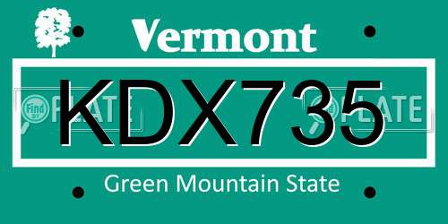 KDX735 Vermont License Plate