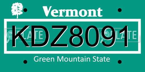 KDZ8091 Vermont License Plate