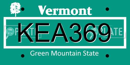 KEA369 Vermont License Plate