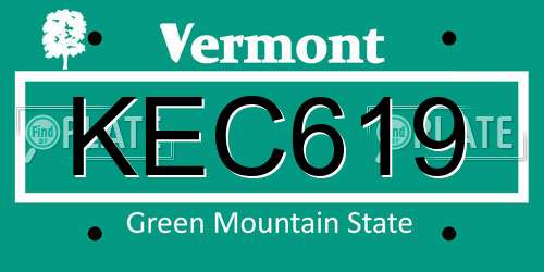 KEC619 Vermont License Plate