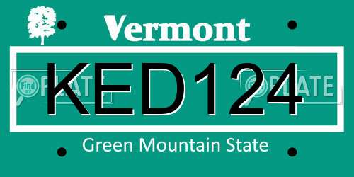 KED124 Vermont License Plate