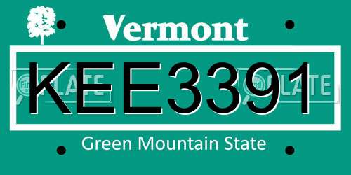 KEE3391 Vermont License Plate