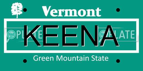 KEENA Vermont License Plate