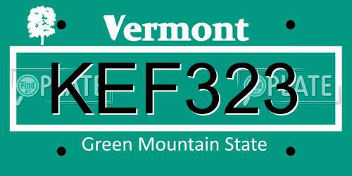 KEF323 Vermont License Plate