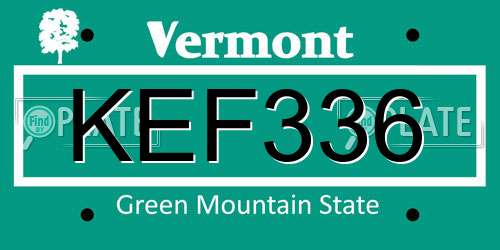 KEF336 Vermont License Plate