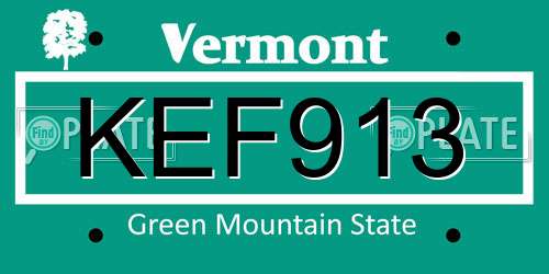 KEF913 Vermont License Plate